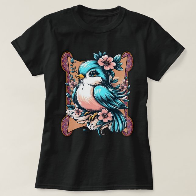 "Birdie" Cute Bird T-Shirt (Design Front)