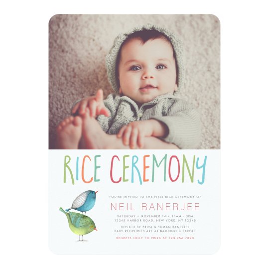 Birdie First Rice Ceremony Annaprashan Invitation Zazzle Com