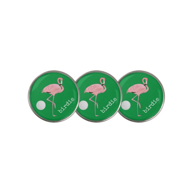 Birdie Flamingo Golf Ball Marker (3 Up)