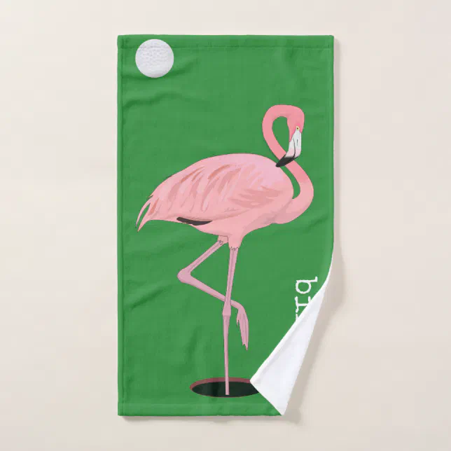 Birdie Flamingo Golf Hand Towel | Zazzle