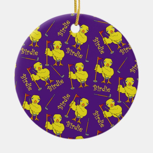 Birdie Golfer Chick Ceramic Ornament (Front)