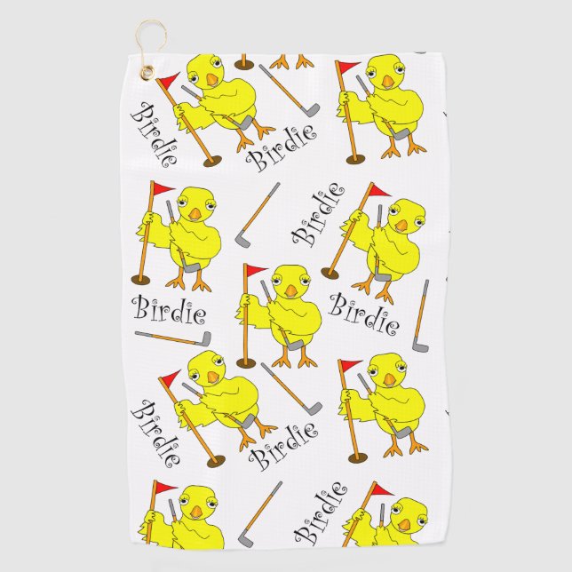 Birdie Golfer Chick Golf Towel (Front)