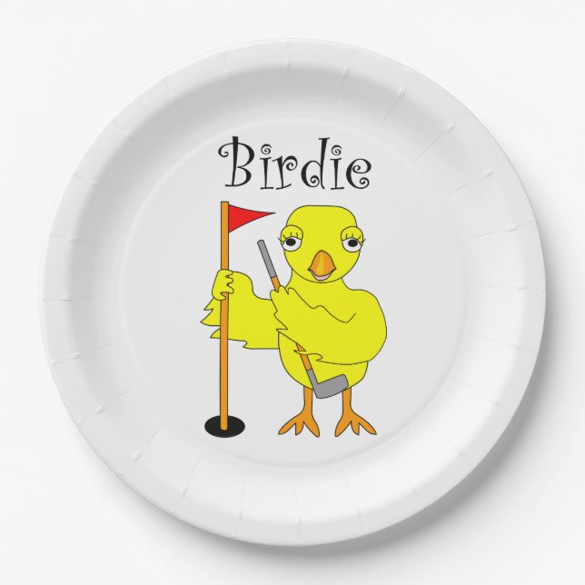 Birdie Golfer Chick Paper Plates (Front)