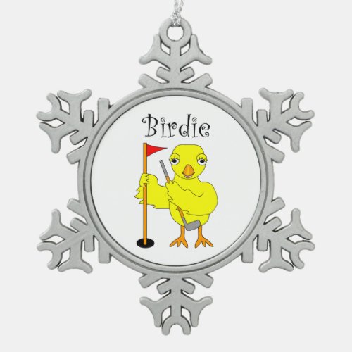 Birdie Golfer Chick Snowflake Pewter Christmas Ornament