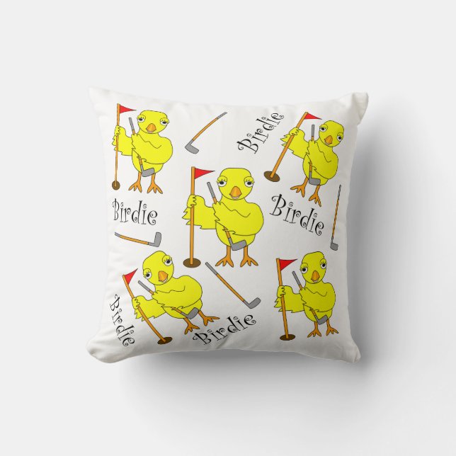 Birdie Golfer Chick Throw Pillow (Front)