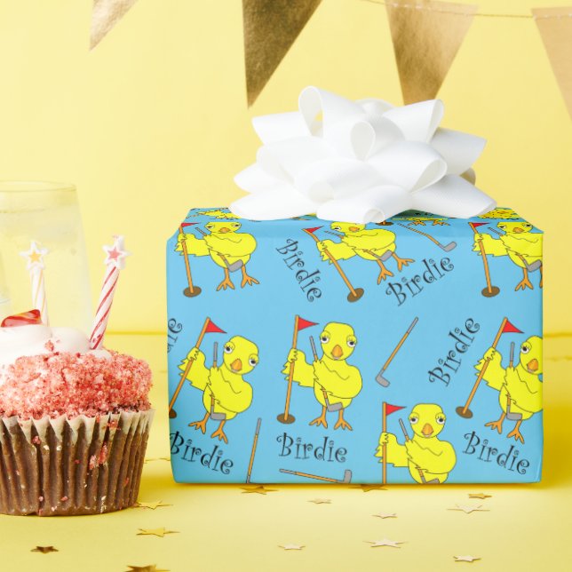 Birdie Golfing Chick Wrapping Paper (Birthday Party)