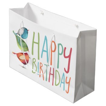 Birdie Happy Birthday Large Gift Bag by mistyqe at Zazzle