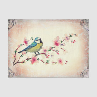 Birdie in Cherry Blossom Tree Decoupage Tissue Paper