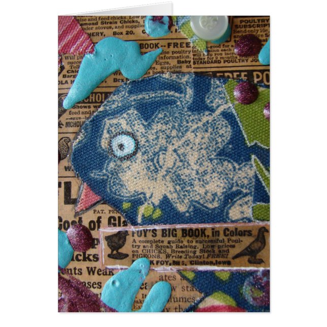 Birdie Mixed Media Collage Cards (Front)