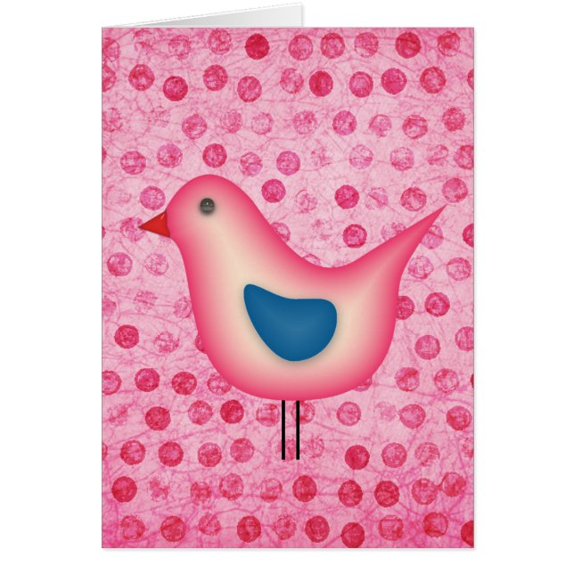 Birdie on Pink Polka Dots Cards (Front)