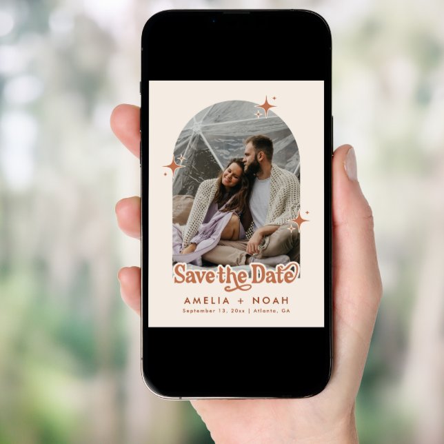 BIRDIE retro boho save the date terracotta Invitation (Front Digital)