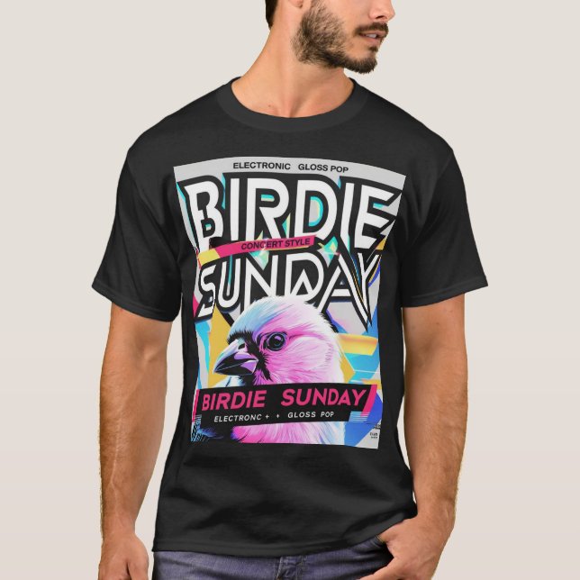 Birdie Sunday Electropop Black Tee (Front)