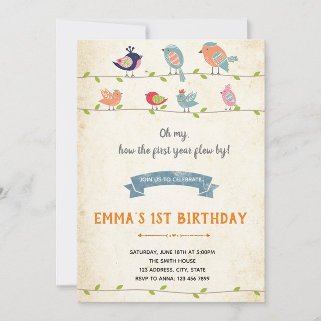 Birdies Birthday Invitation (Front)