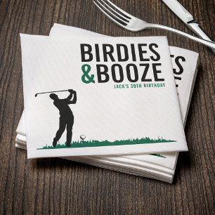 Birdies & Booze Adult Golf Birthday Party Napkins