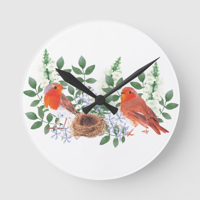 Birdies in the nest round clock (Front)