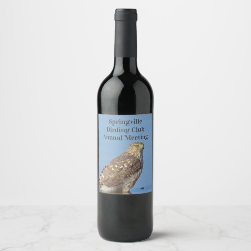 Birding Club Wild Raptor Bird Hawk Hobby Meeting Wine Label