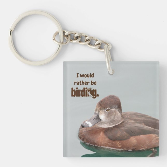 Birding Enthusiast Female Floating Duck Photo Bird Keychain (Front)