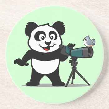 Birding Panda Drink Coaster by cuteunion at Zazzle