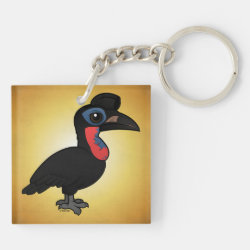 Abyssinian Ground Hornbill Square Keychain (double-sided)