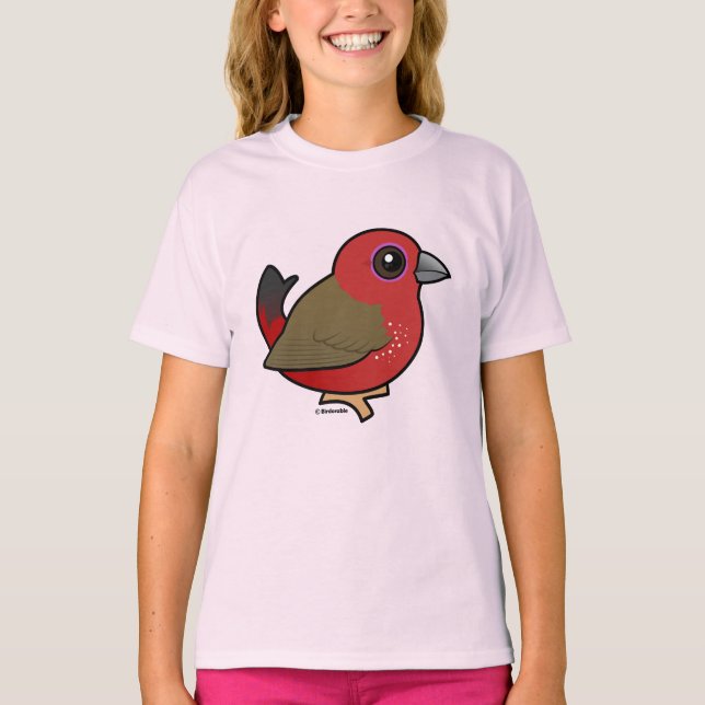 Birdorable African Firefinch Cute Cartoon Bird T-Shirt (Front)