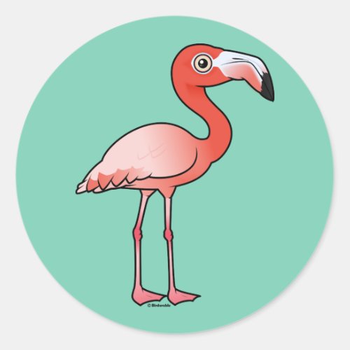 Birdorable American Flamingo Classic Round Sticker