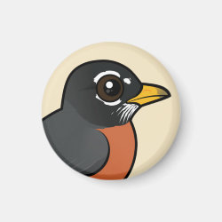 Cartoon American Robin Round Magnet