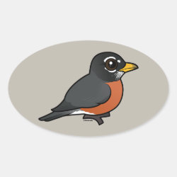 Cartoon American Robin Oval Sticker
