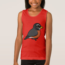 Cartoon American Robin Girls' Fine Jersey Tank Top