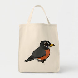 Cartoon American Robin Grocery Tote