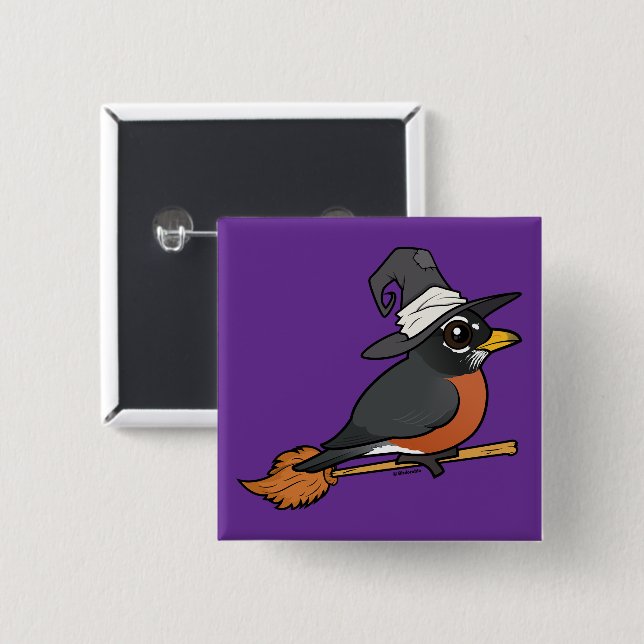 Birdorable American Robin Witch Halloween Button (Front & Back)