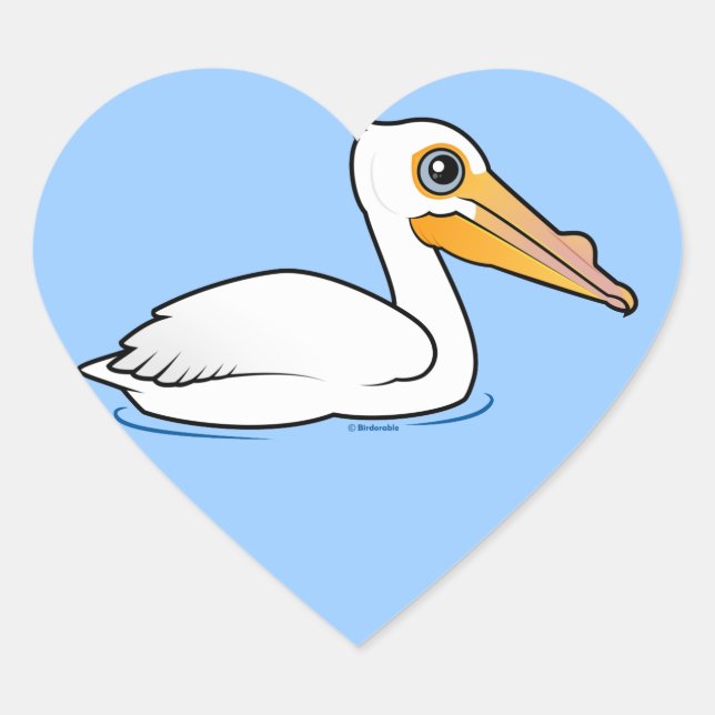 BIrdorable American White Pelican Heart Sticker (Front)