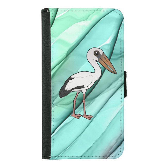 Birdorable Asian Openbill Samsung Galaxy Wallet Case (Front)