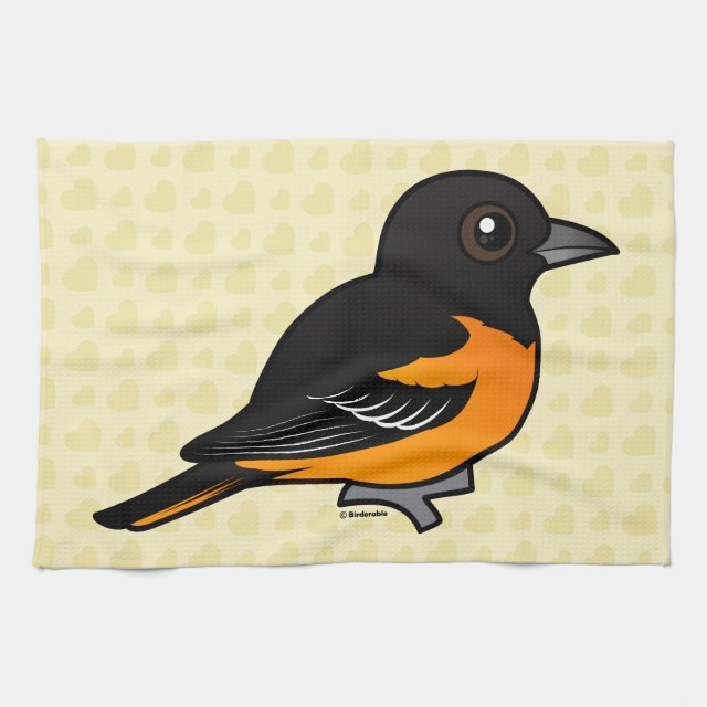 Birdorable Cute Baltimore Oriole Kitchen Towel 16 x 24