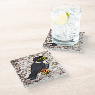 Birdorable Bat Falcon Cute Cartoon Raptor Glass Coaster