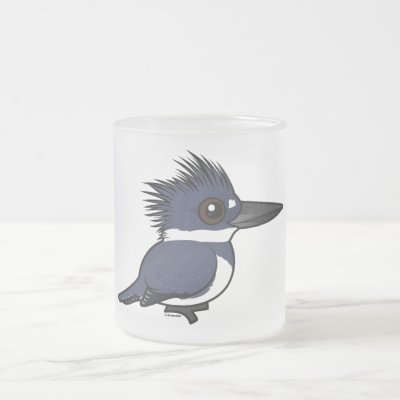 Birdorable Belted Kingfisher (male) Frosted Glass Coffee Mug