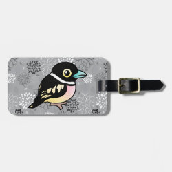 Black-and-yellow Broadbill Small Luggage Tag with leather strap