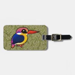 Black-backed Dwarf-Kingfisher Small Luggage Tag with leather strap