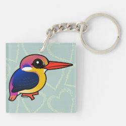 Black-backed Dwarf-Kingfisher Square Keychain (double-sided)
