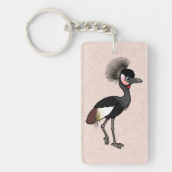 Black Crowned-Crane Rectangle Keychain (double-sided)