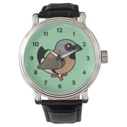 Black-throated Finch Men's Vintage Black Leather Strap Watch