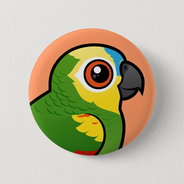 Birdorable Blue-fronted Parrot Pinback Button (Front)