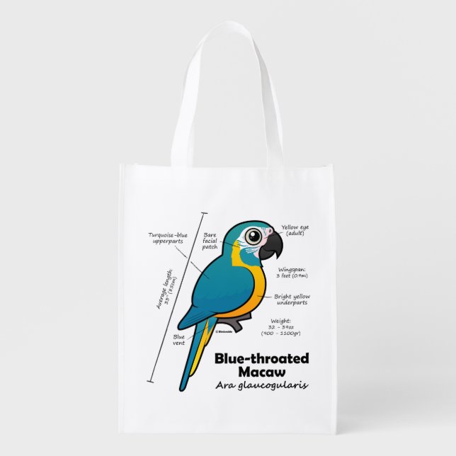 Birdorable Blue-throated Macaw Statistics Grocery Bag (Front)