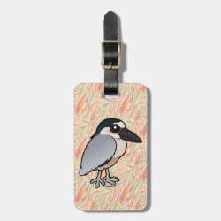 Boat-billed Heron Small Luggage Tag with leather strap