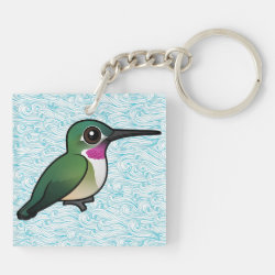 Broad-tailed Hummingbird Square Keychain (double-sided)