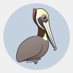 Birdorable Brown Pelican Round Sticker
