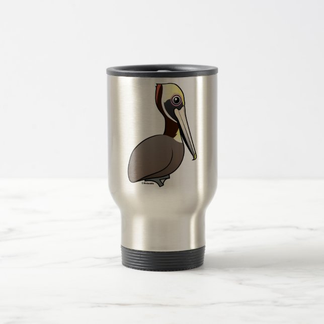 Birdorable Brown Pelican Travel Mug (Center)
