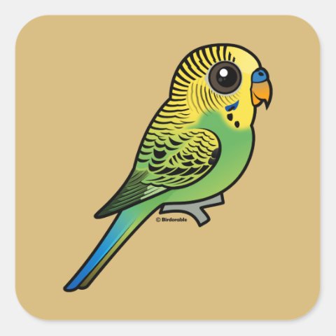 Birdorable Cute Customizable Green Budgie Square Sticker