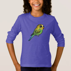 Customizable Green Budgie Girls' Basic Long Sleeve T-Shirt