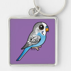 Cute Blue Budgie Premium Square Keychain