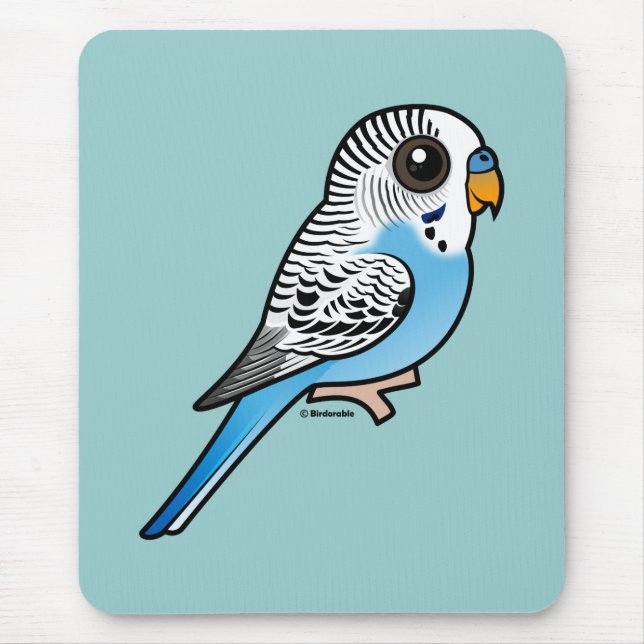 Birdorable Budgie Blue Mouse Pad (Front)